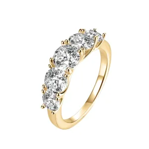 3.6 Ctw Round Cut Diamond Five Stone Engagement Ring