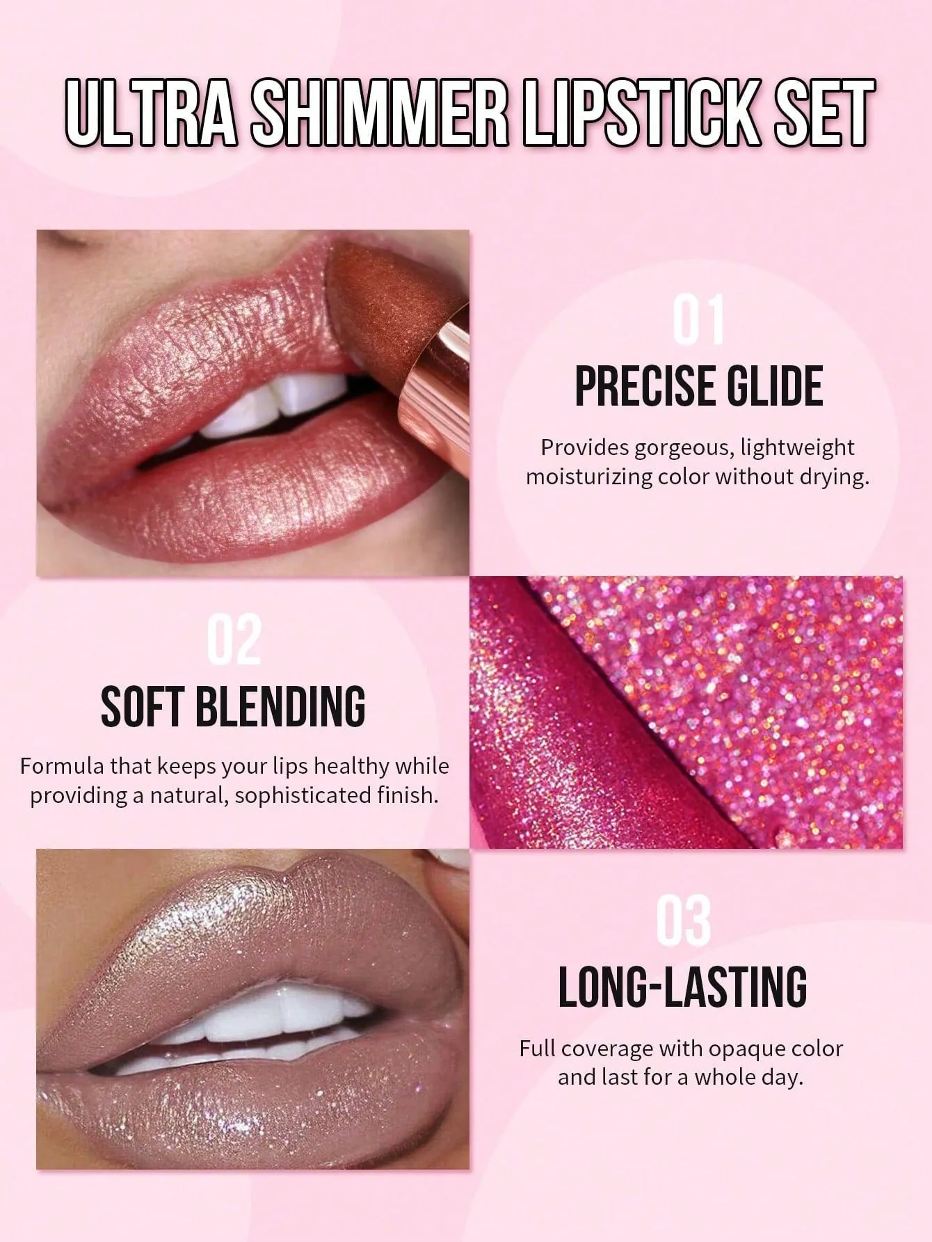 3pcs Ultra Shimmer Lipstick Set