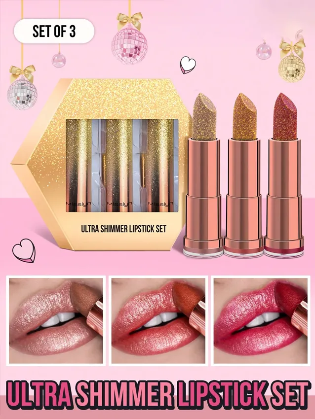 3pcs Ultra Shimmer Lipstick Set