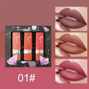3pcs Velvet  matte moisturizing and nourishing combination lip sticks
