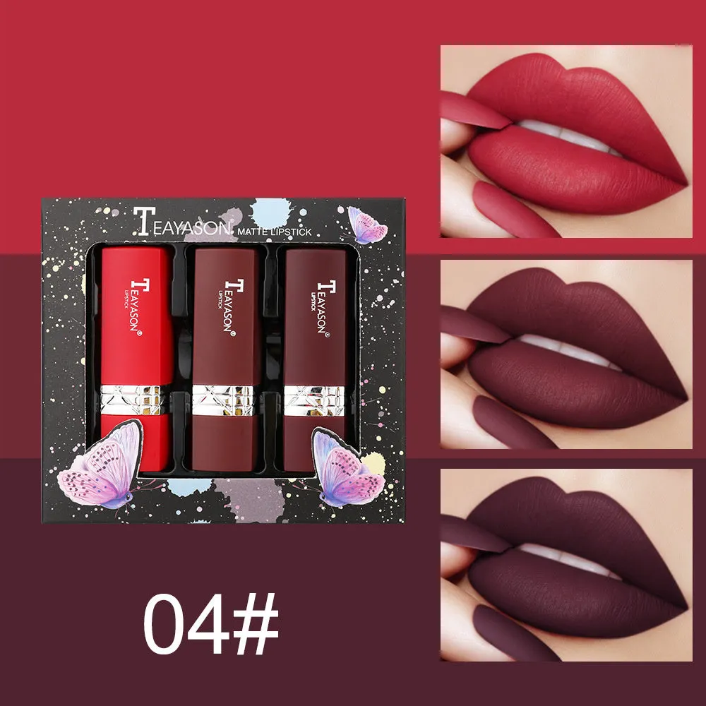 3pcs Velvet  matte moisturizing and nourishing combination lip sticks
