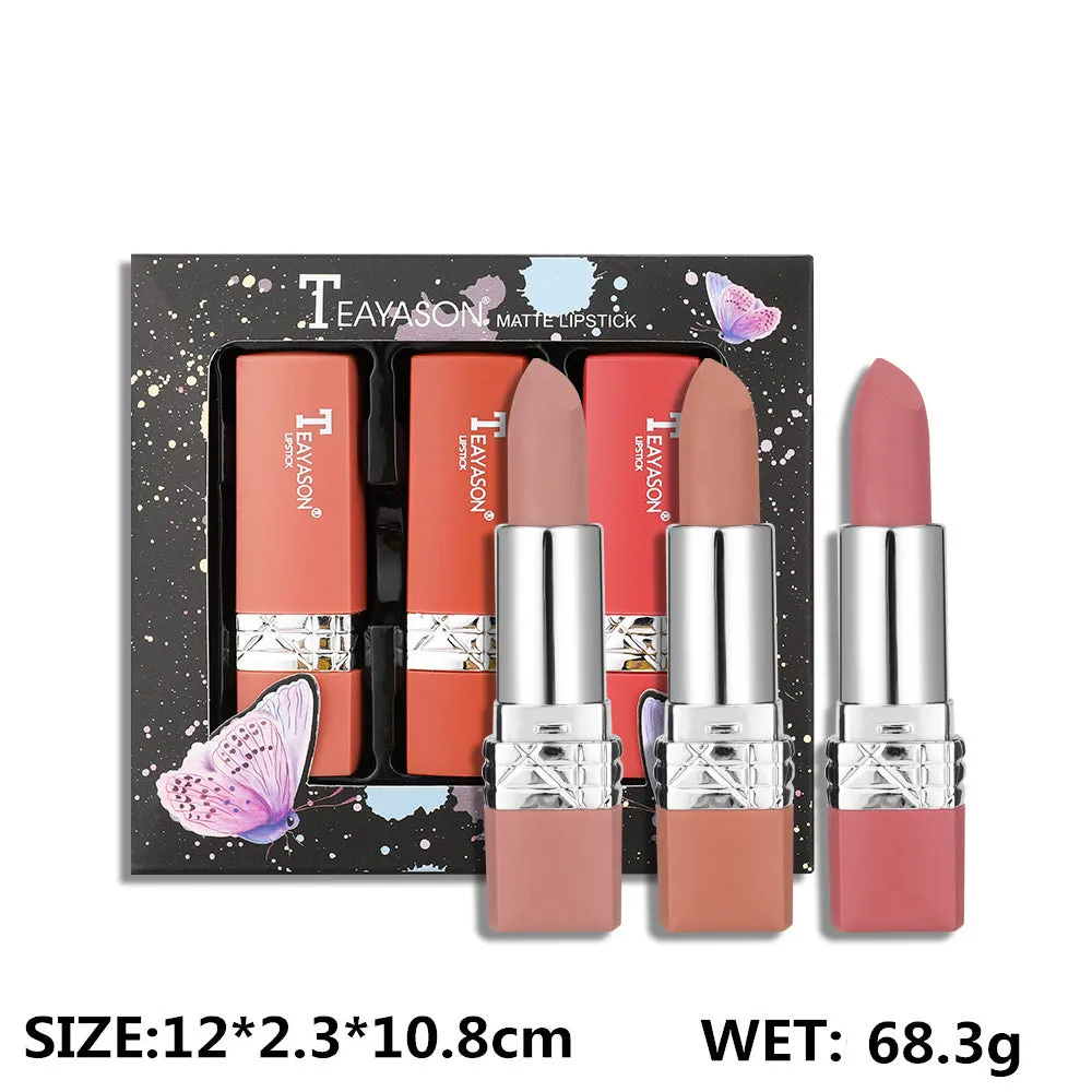 3pcs Velvet  matte moisturizing and nourishing combination lip sticks