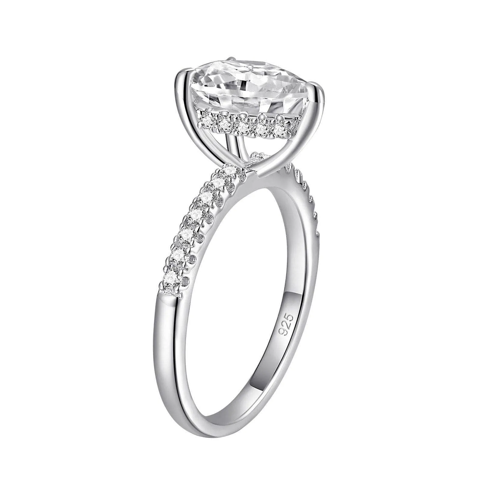 4ct Pear Cut Created Diamond Engagement Ring
