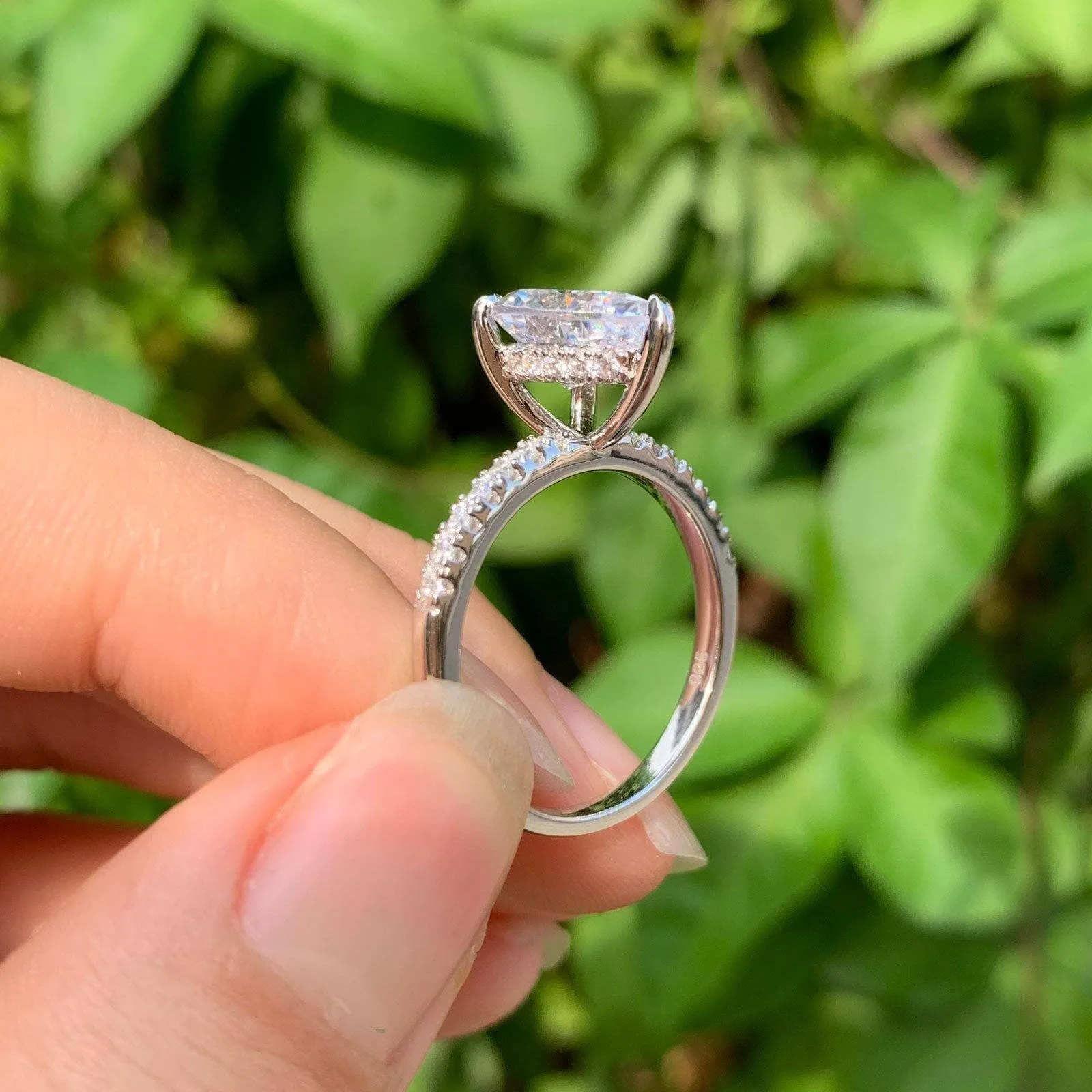 4ct Pear Cut Created Diamond Engagement Ring