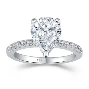 4ct Pear Cut Created Diamond Engagement Ring