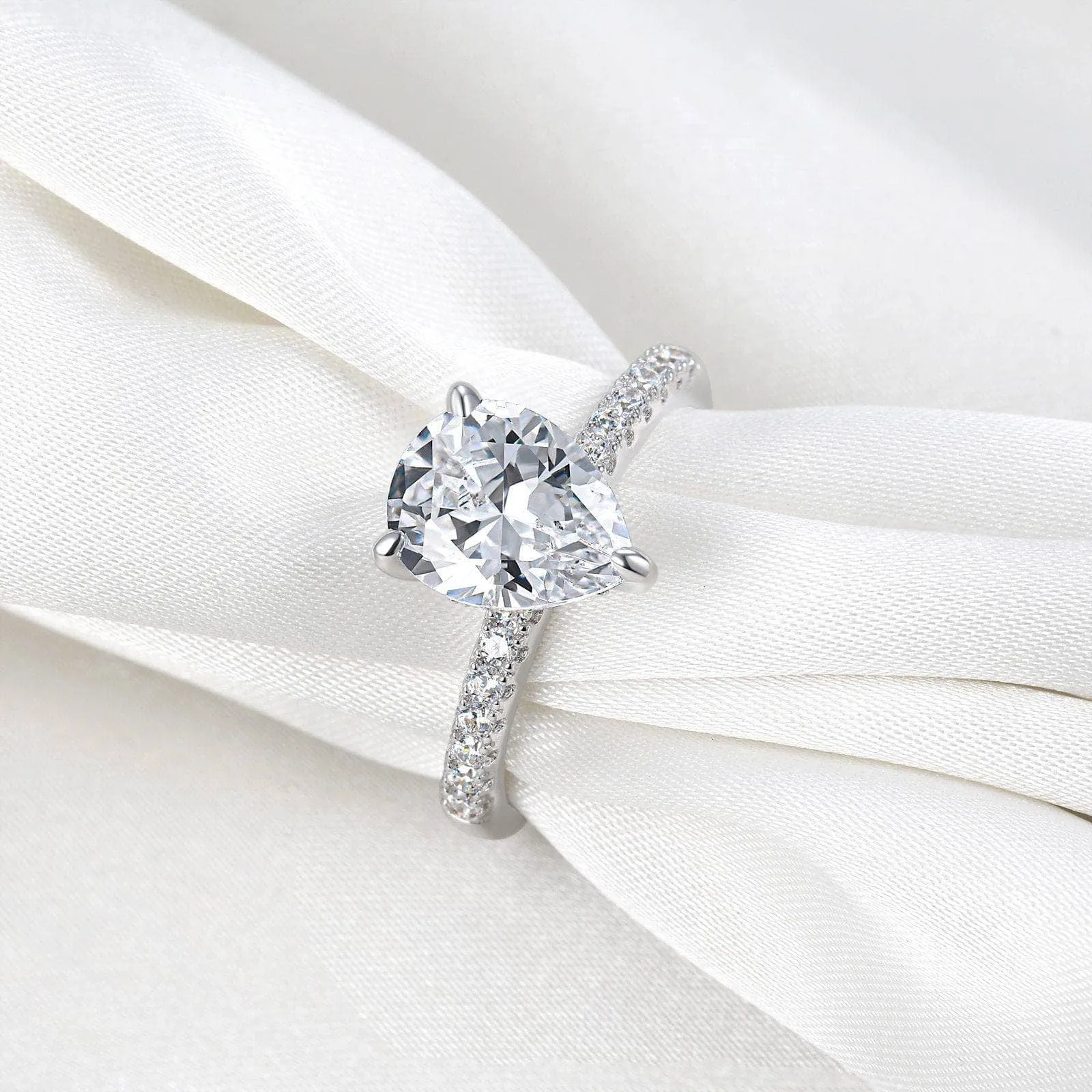 4ct Pear Cut Created Diamond Engagement Ring
