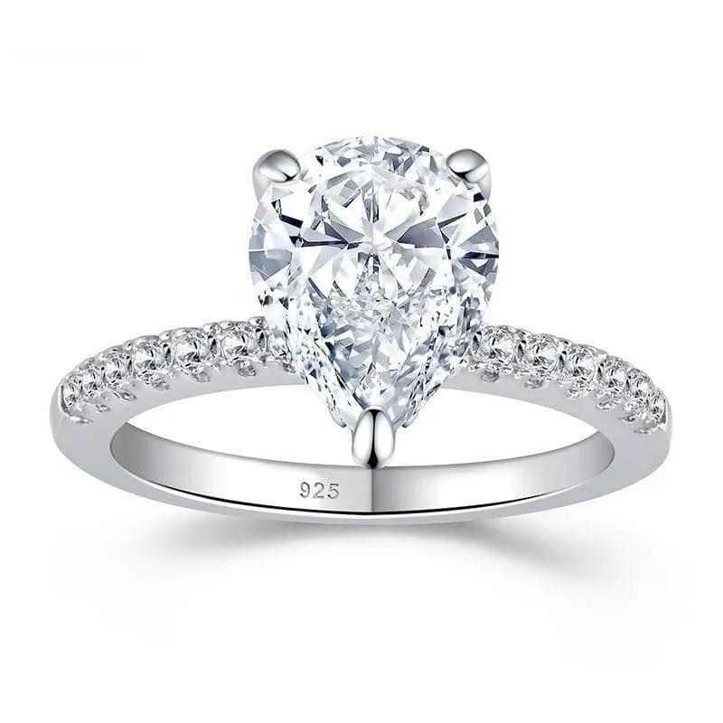 4ct Pear Cut Created Diamond Engagement Ring