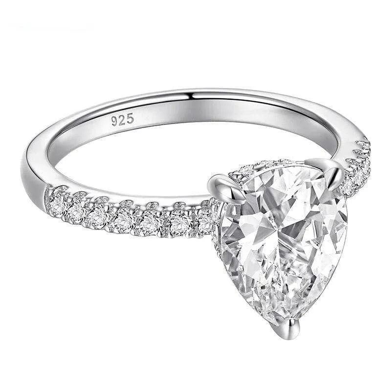 4ct Pear Cut Created Diamond Engagement Ring