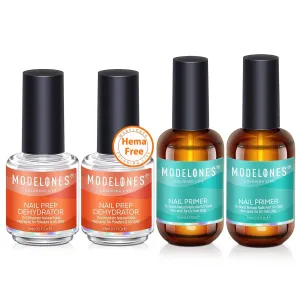 4Pcs Nail Dehydrator and Primer, Acid Free Natural Nail Prep Dehydrate & Bond Primer, Bonding Primer for Acrylic Powder Nail Supplies