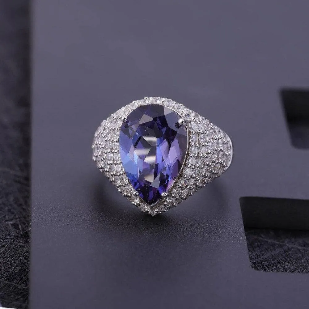 5.22Ct Natural Lolite Blue Mystic Quartz Cocktail Ring