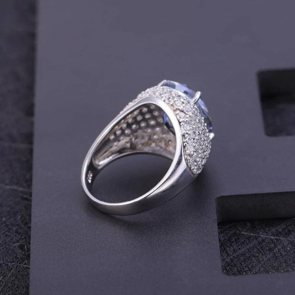 5.22Ct Natural Lolite Blue Mystic Quartz Cocktail Ring