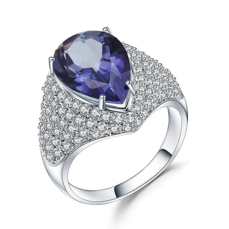 5.22Ct Natural Lolite Blue Mystic Quartz Cocktail Ring