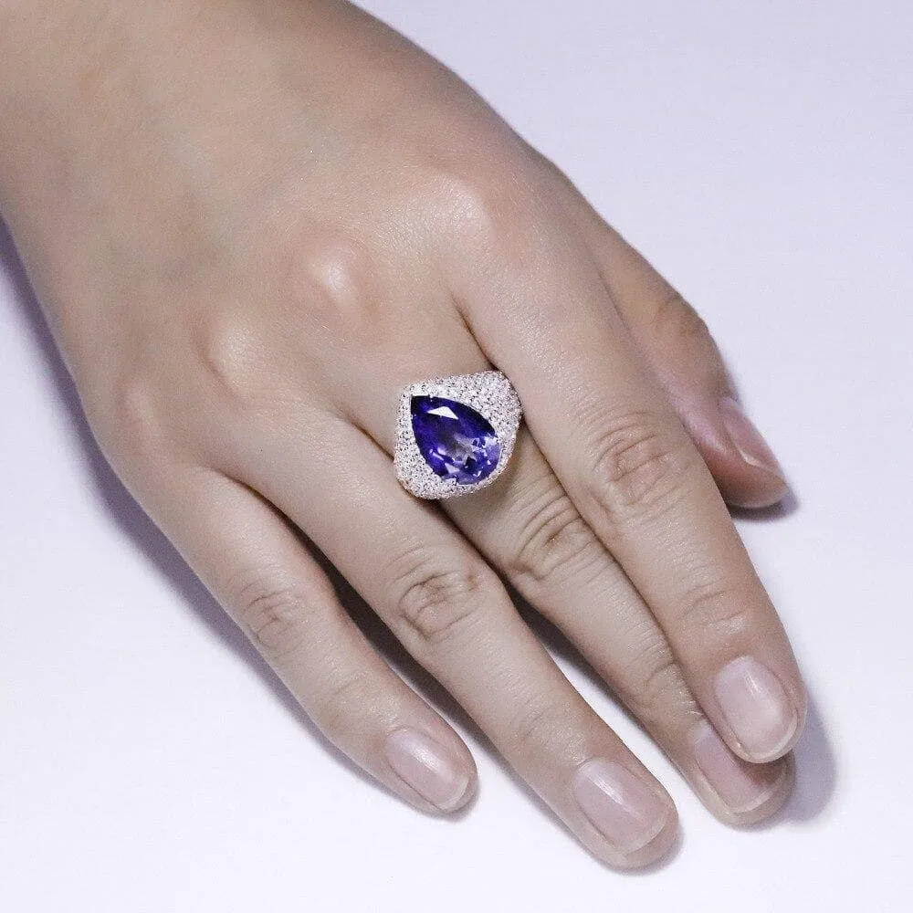 5.22Ct Natural Lolite Blue Mystic Quartz Cocktail Ring