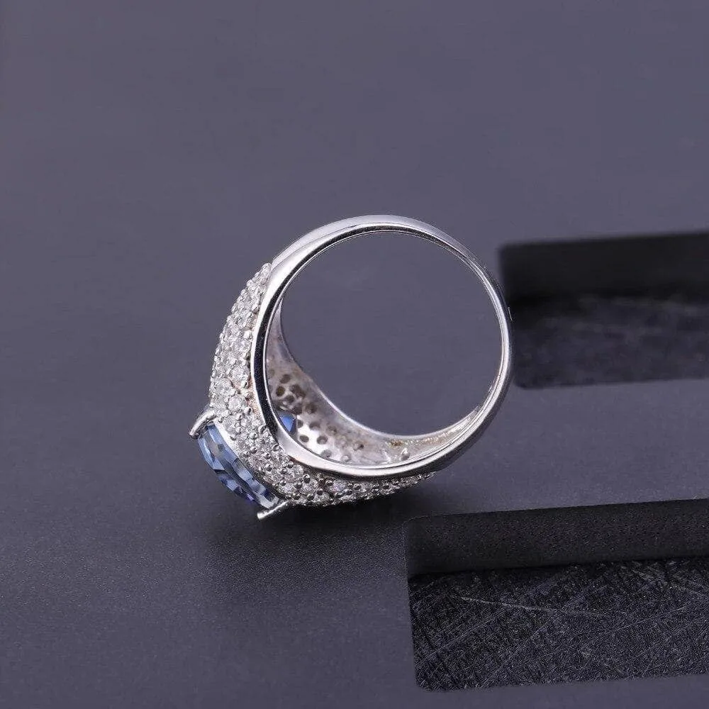 5.22Ct Natural Lolite Blue Mystic Quartz Cocktail Ring