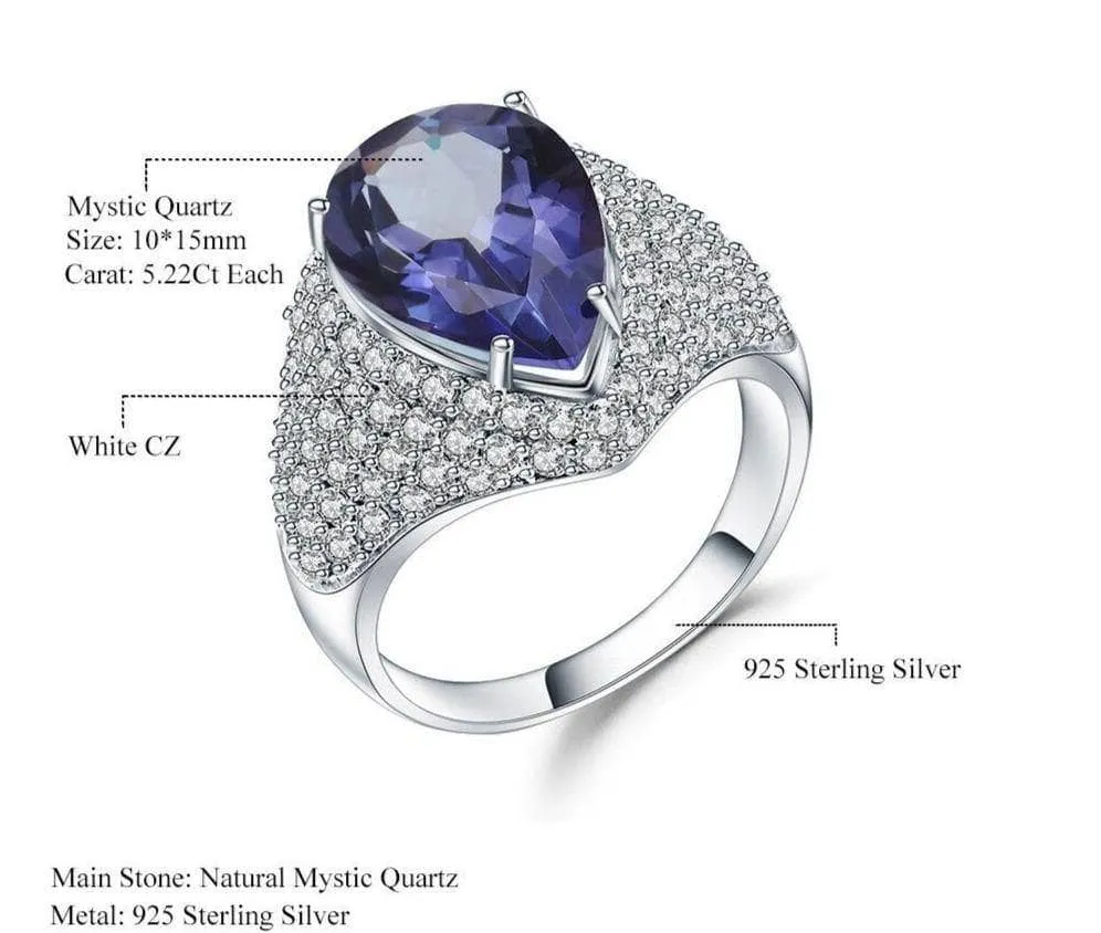 5.22Ct Natural Lolite Blue Mystic Quartz Cocktail Ring