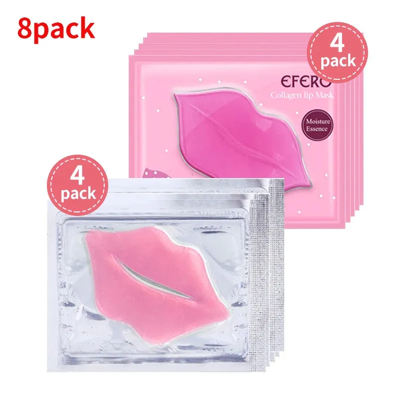 5/8Pcs Lip Plumper Crystal Collagen Lip Mask Pads Moisture Essence Anti Ageing Wrinkle Patch Pad Gel Scrub Lips Care Enhancer