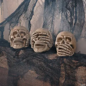 5" Hear No Evil, See No Evil, Speak No Evil Skulls Resin