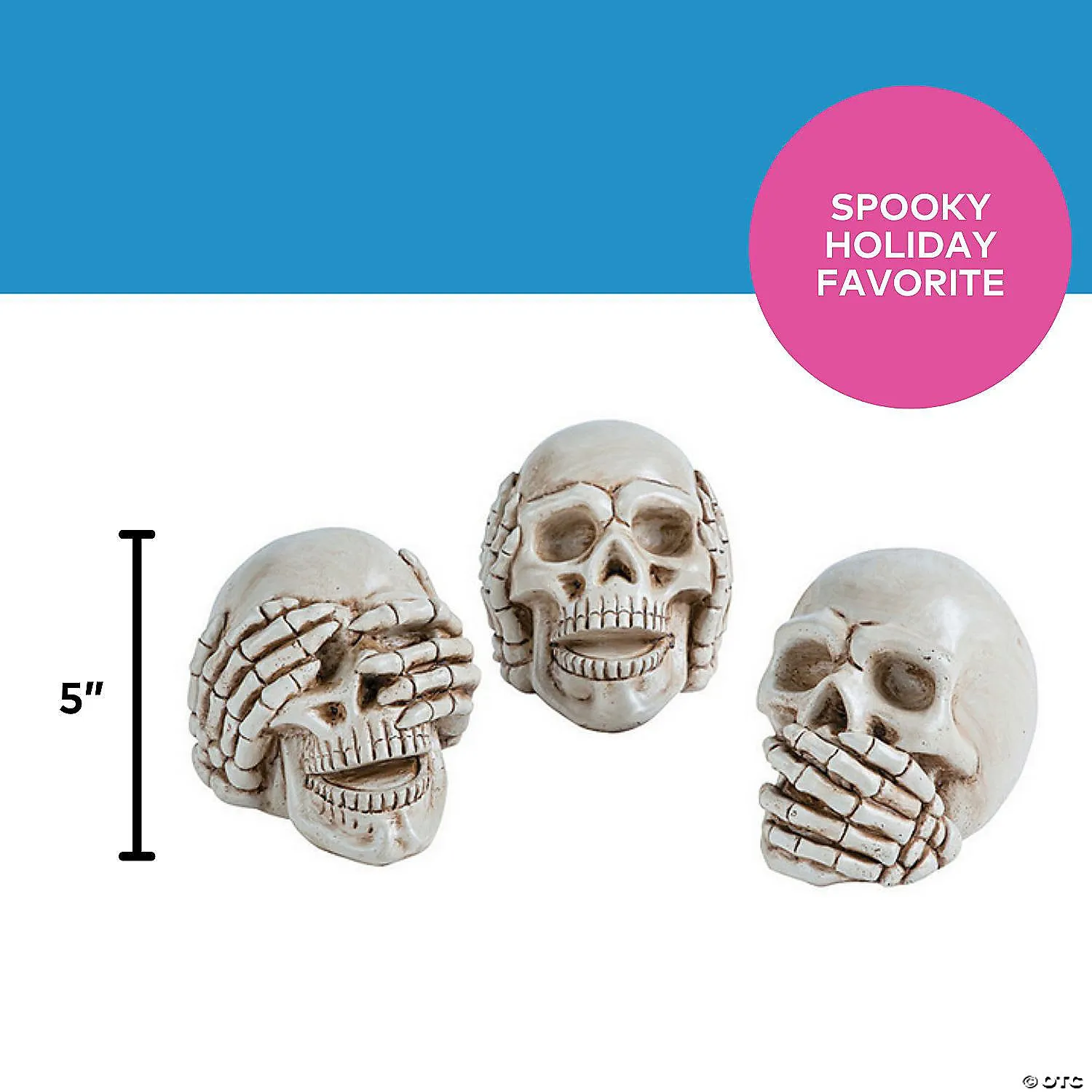 5" Hear No Evil, See No Evil, Speak No Evil Skulls Resin