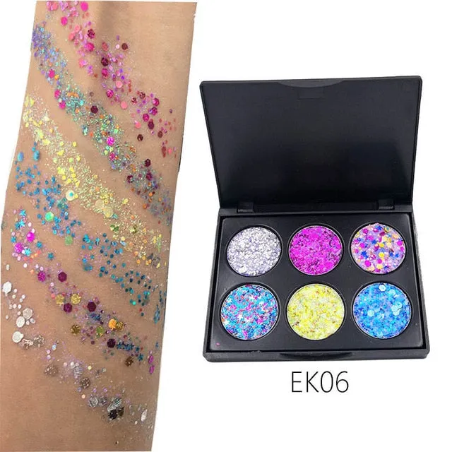 6 Color Glitter Eyeshadows