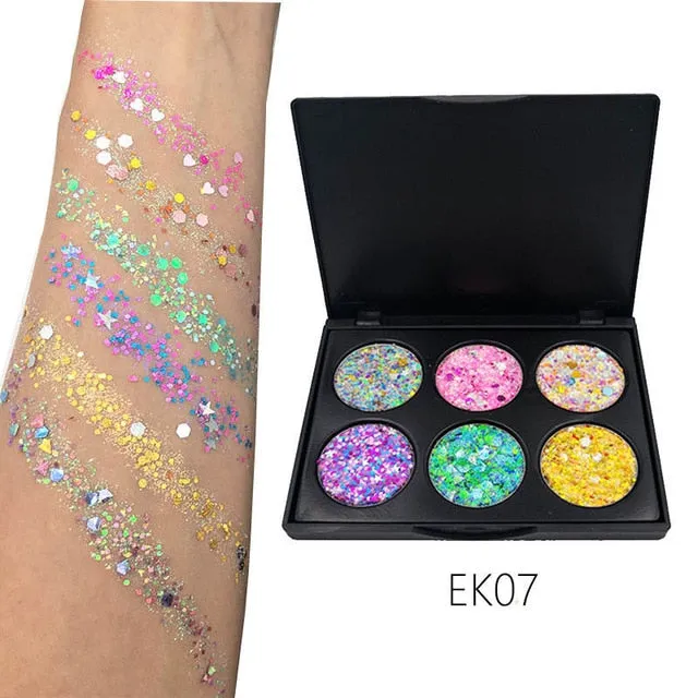 6 Color Glitter Eyeshadows