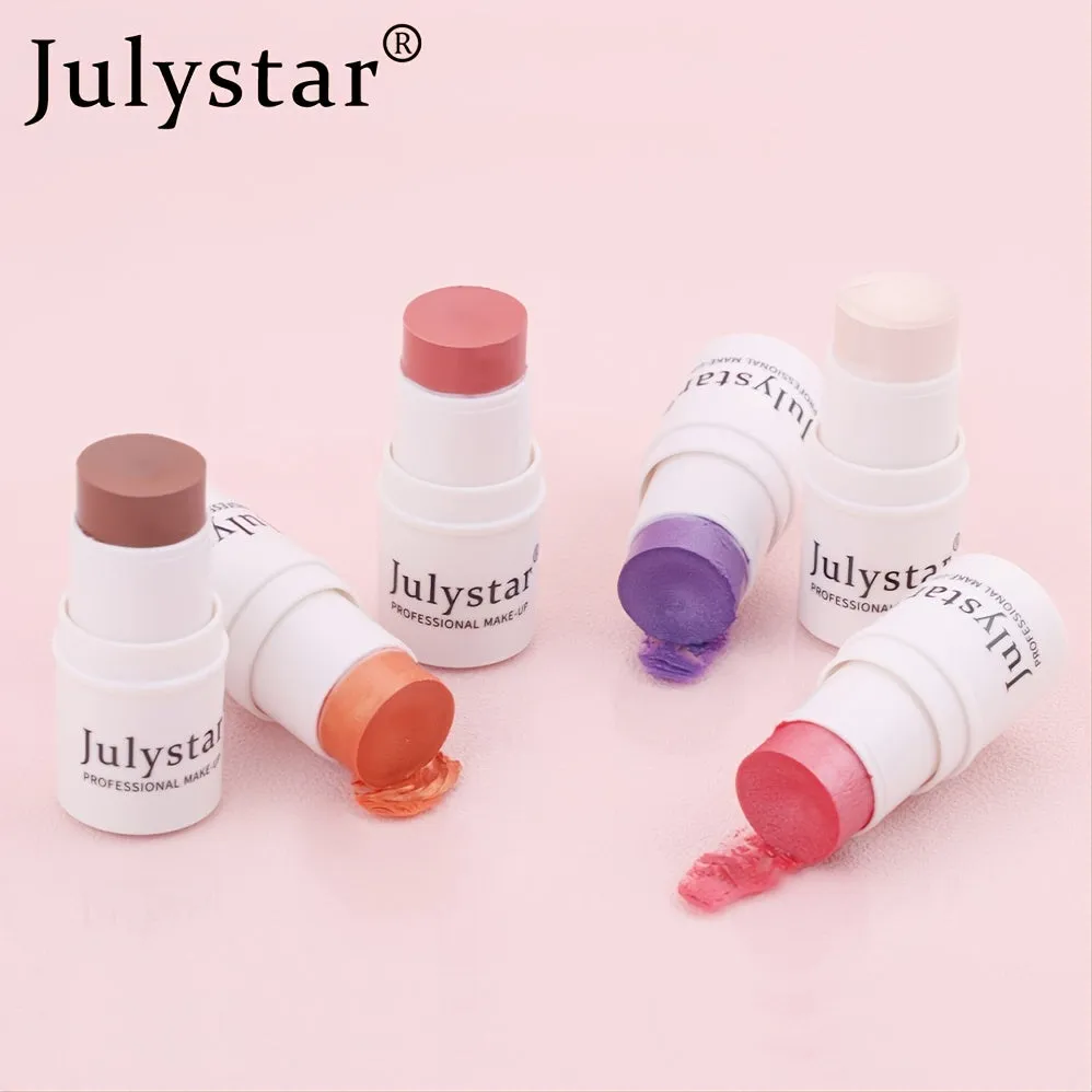 6-Color Lazy Blush Stick Shimmer Cheek Rouge Cream Highlighter