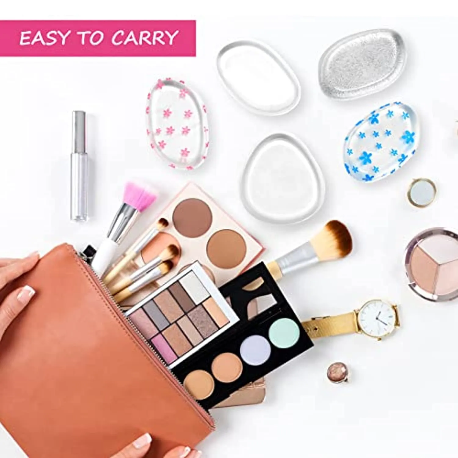 6 Pieces Clear Silicone Makeup Sponge Washable Silicone Makeup Applicator Cosmetic Silicone Make up Sponges Gel Foundation Applicator Silicone Cosmetic Sponge Puff Pad Cosmetic Beauty Tools Blender