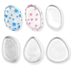 6 Pieces Clear Silicone Makeup Sponge Washable Silicone Makeup Applicator Cosmetic Silicone Make up Sponges Gel Foundation Applicator Silicone Cosmetic Sponge Puff Pad Cosmetic Beauty Tools Blender