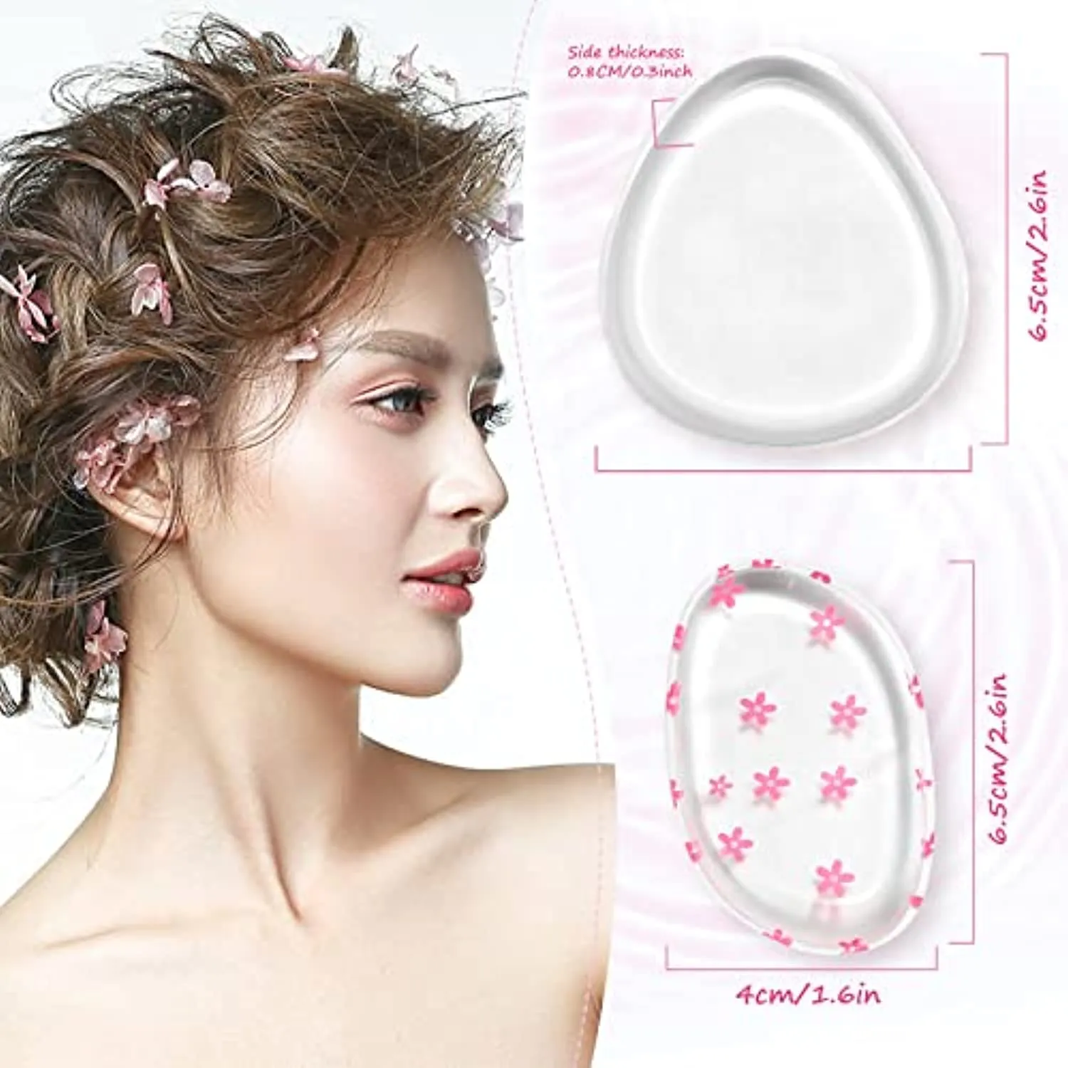 6 Pieces Clear Silicone Makeup Sponge Washable Silicone Makeup Applicator Cosmetic Silicone Make up Sponges Gel Foundation Applicator Silicone Cosmetic Sponge Puff Pad Cosmetic Beauty Tools Blender