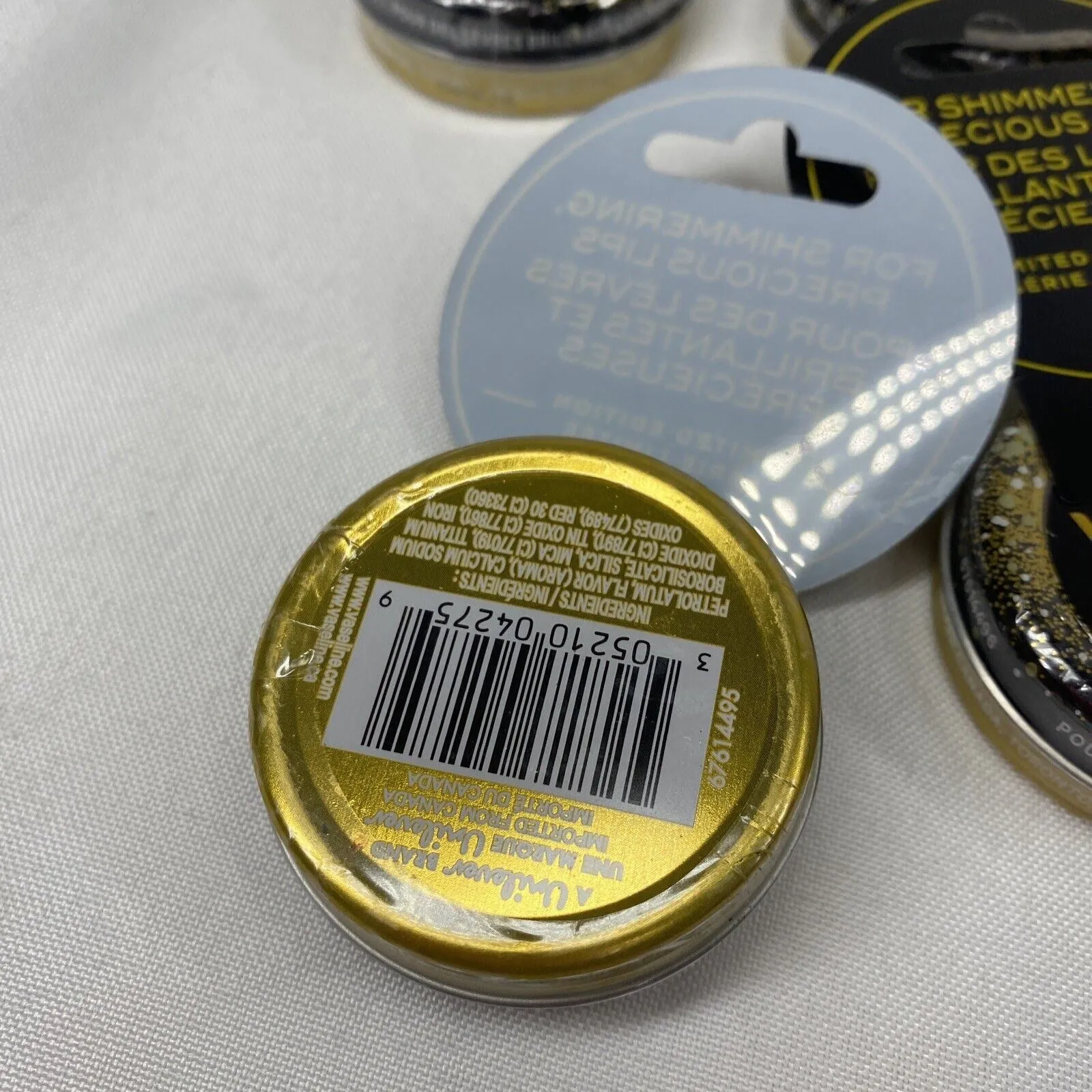 (6) Vaseline Gold Dust Lip Therapy Shimmer Lip Balm In Tin 0.60oz