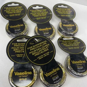 (6) Vaseline Gold Dust Lip Therapy Shimmer Lip Balm In Tin 0.60oz