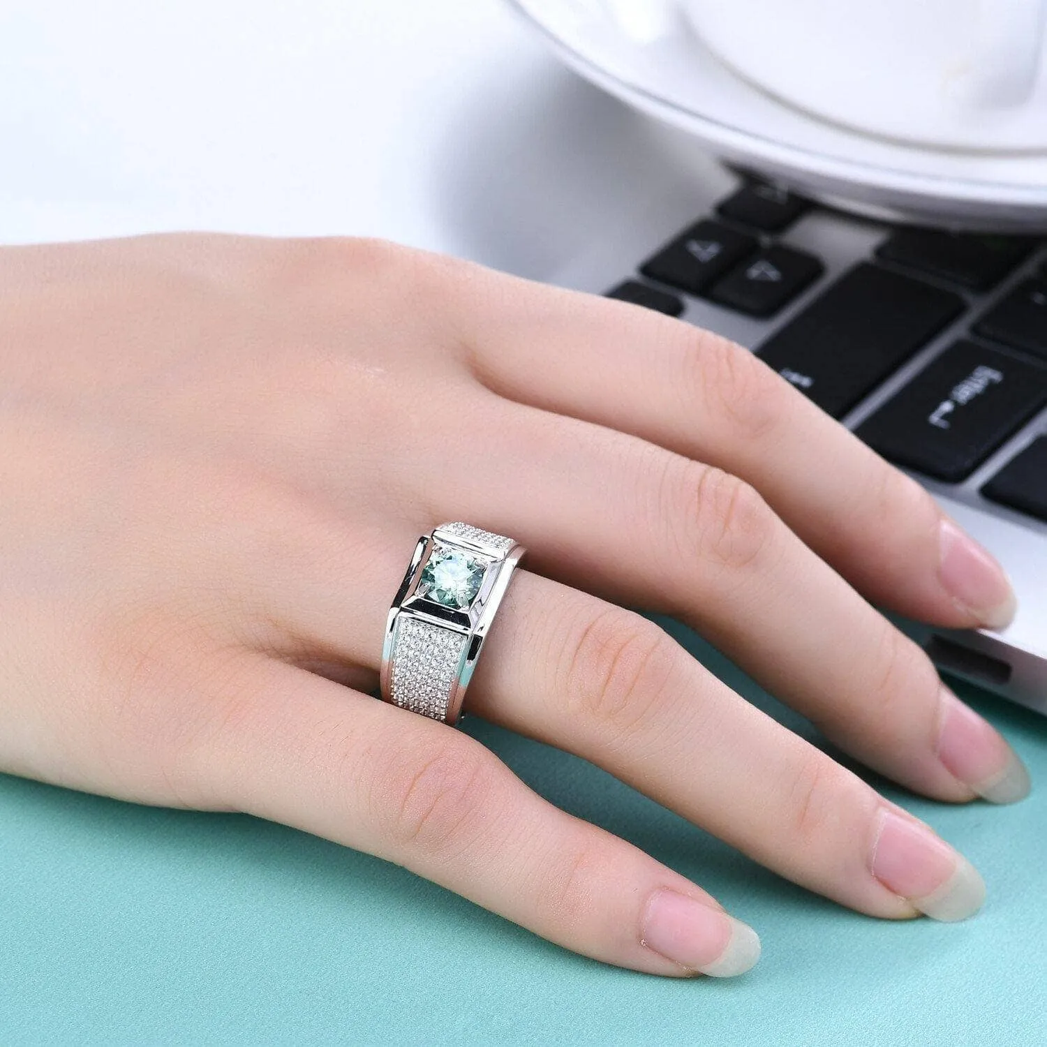 6.5mm 1.0Ct Green Diamond Engagement Ring