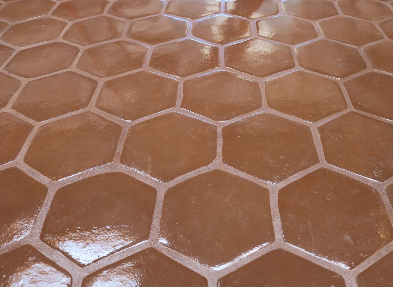 7.75 in. Unsealed Hexagon - Spanish Mission Red Floor Tile
