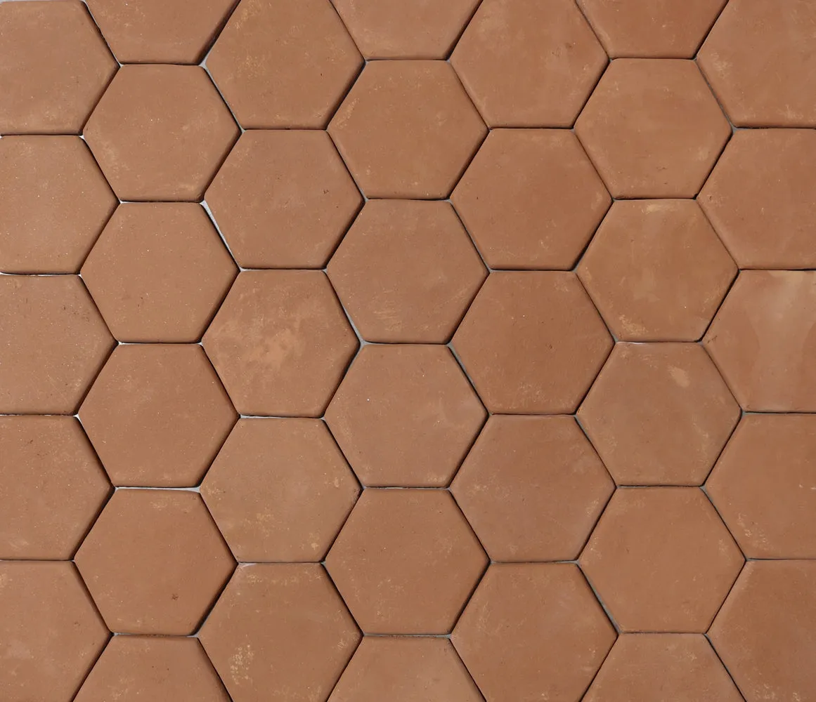 7.75 in. Unsealed Hexagon - Spanish Mission Red Floor Tile