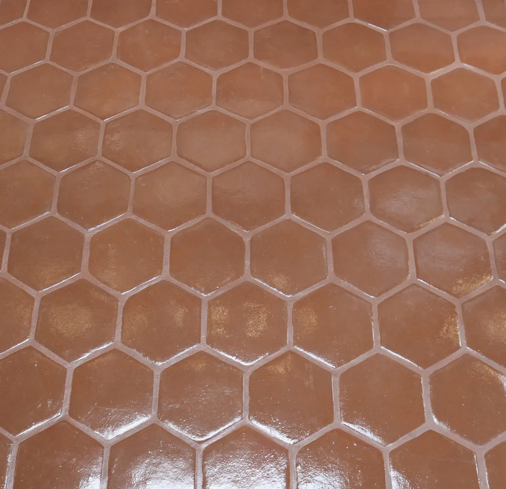 7.75 in. Unsealed Hexagon - Spanish Mission Red Floor Tile