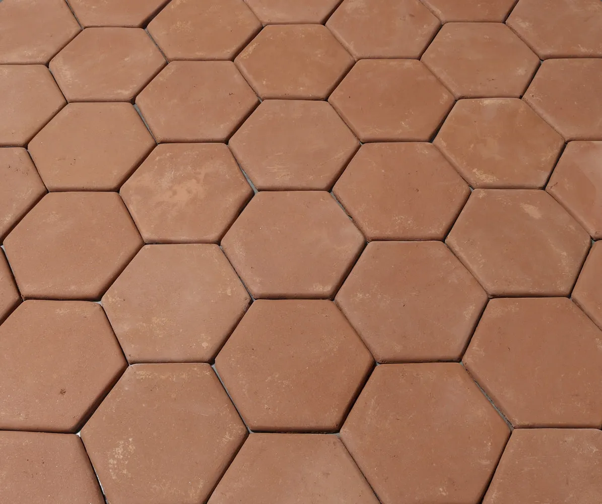 7.75 in. Unsealed Hexagon - Spanish Mission Red Floor Tile