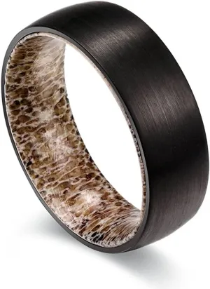 8mm Tungsten Steel Shell And Antler Inner Wedding Band