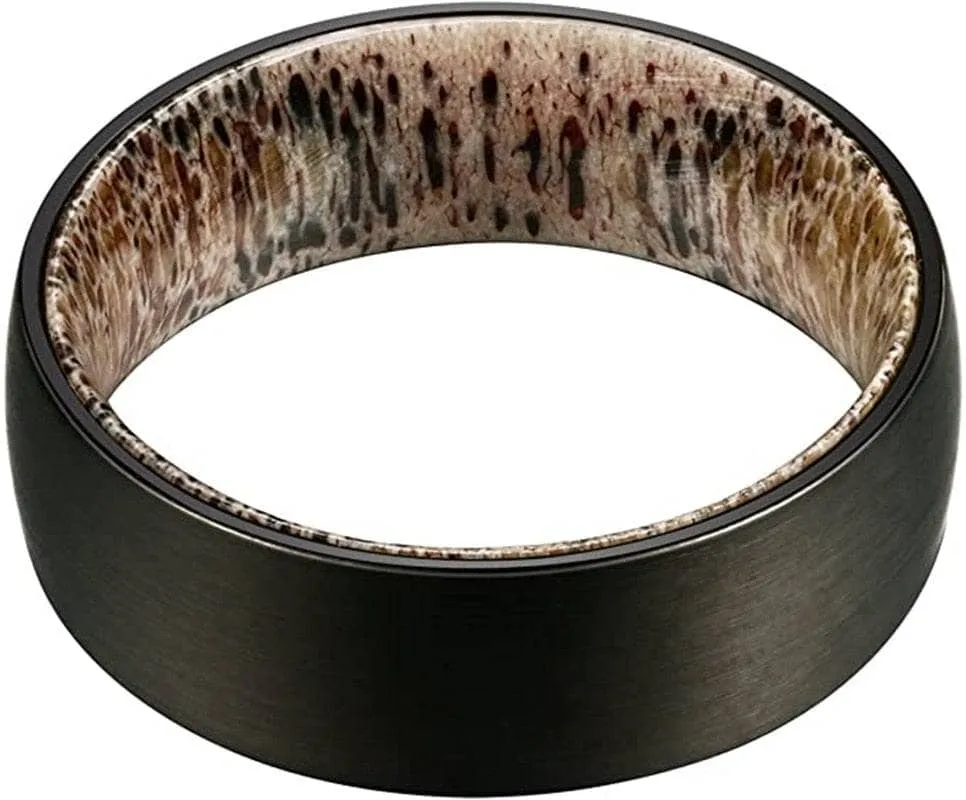 8mm Tungsten Steel Shell And Antler Inner Wedding Band