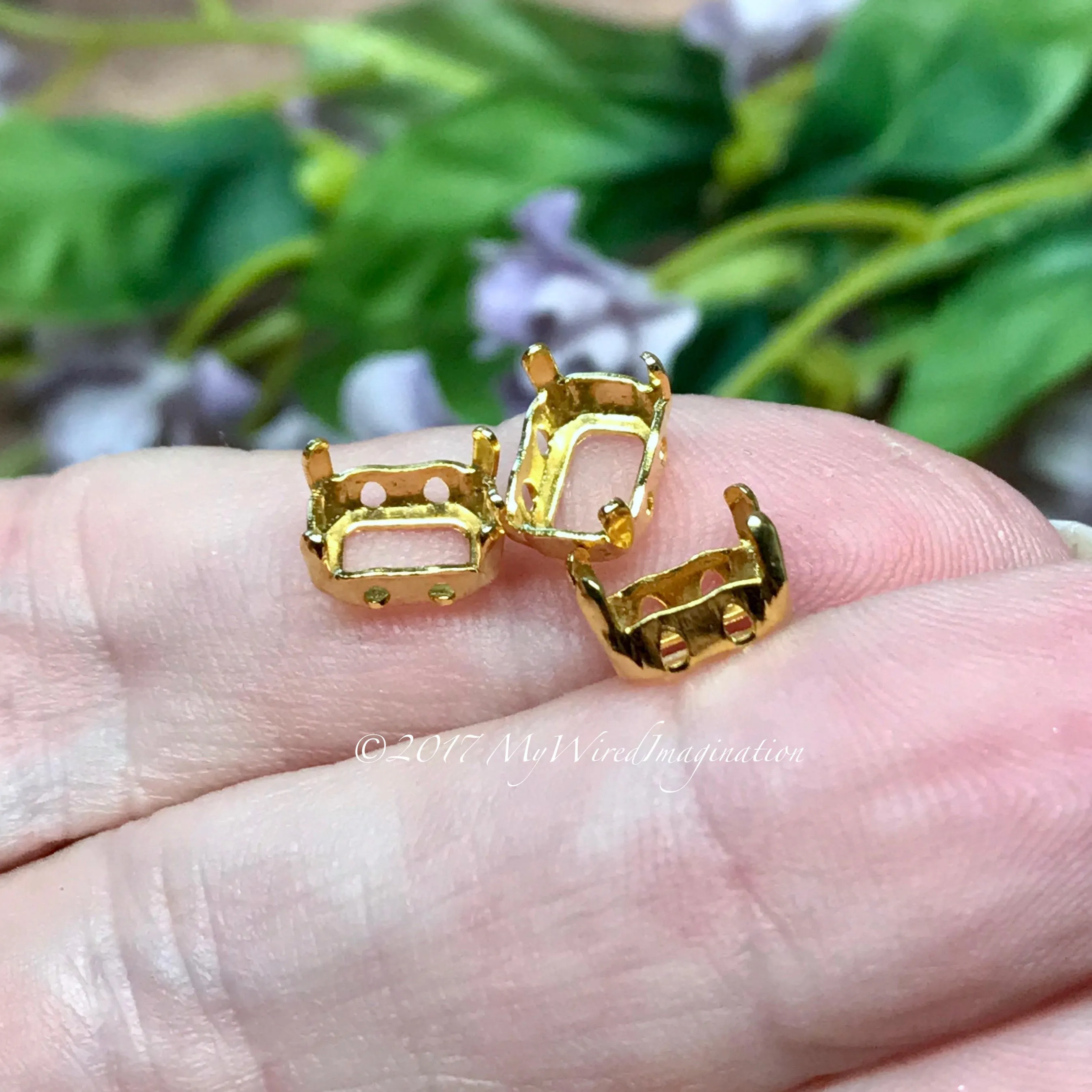 8x6mm Octagon Settings, Art 4600,  3 Pieces Silver or Gold Plated Settings