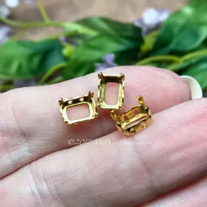 8x6mm Octagon Settings, Art 4600,  3 Pieces Silver or Gold Plated Settings