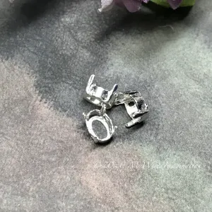 8x6mm Oval Settings, Art 4120  3 Pieces Silver or Gold Plated Settings