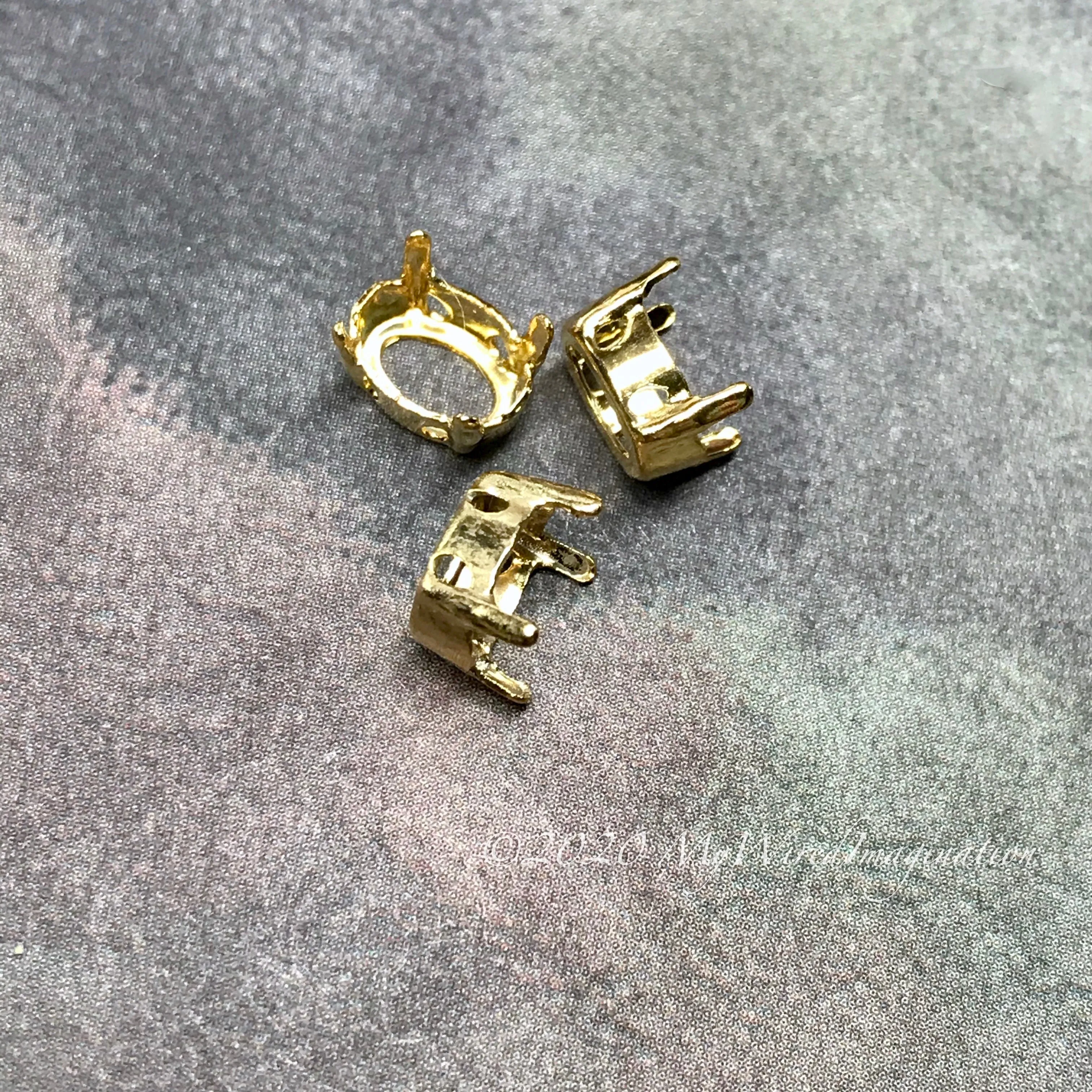 8x6mm Oval Settings, Art 4120  3 Pieces Silver or Gold Plated Settings