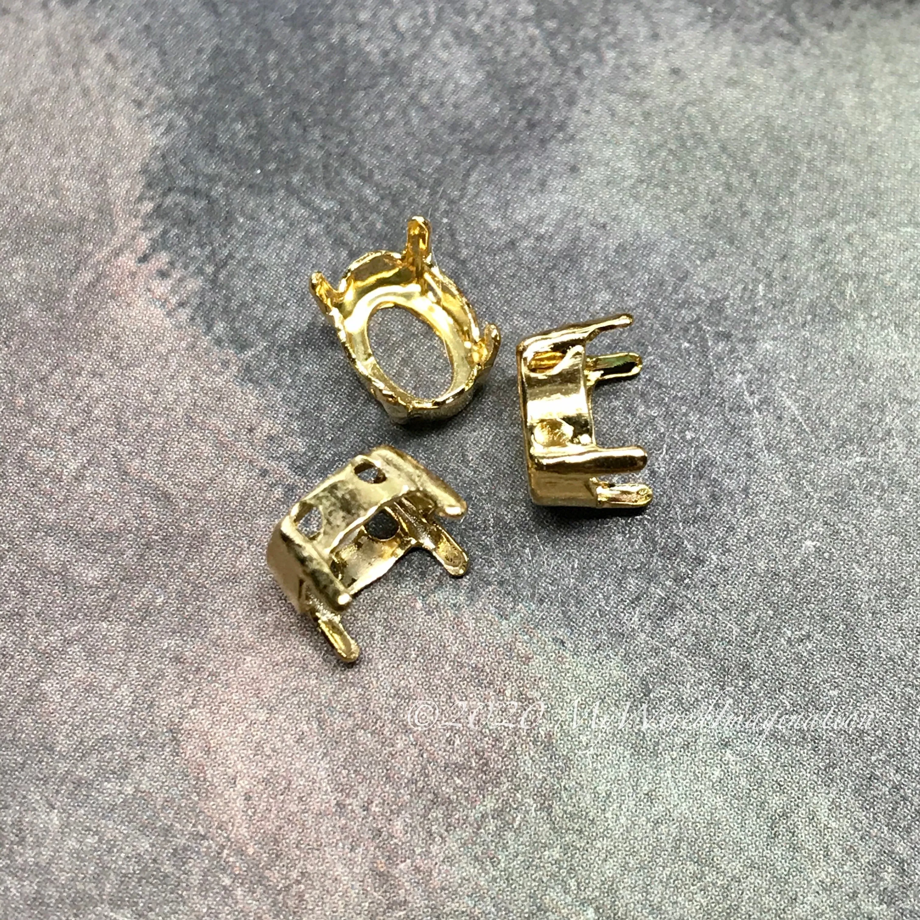 8x6mm Oval Settings, Art 4120  3 Pieces Silver or Gold Plated Settings