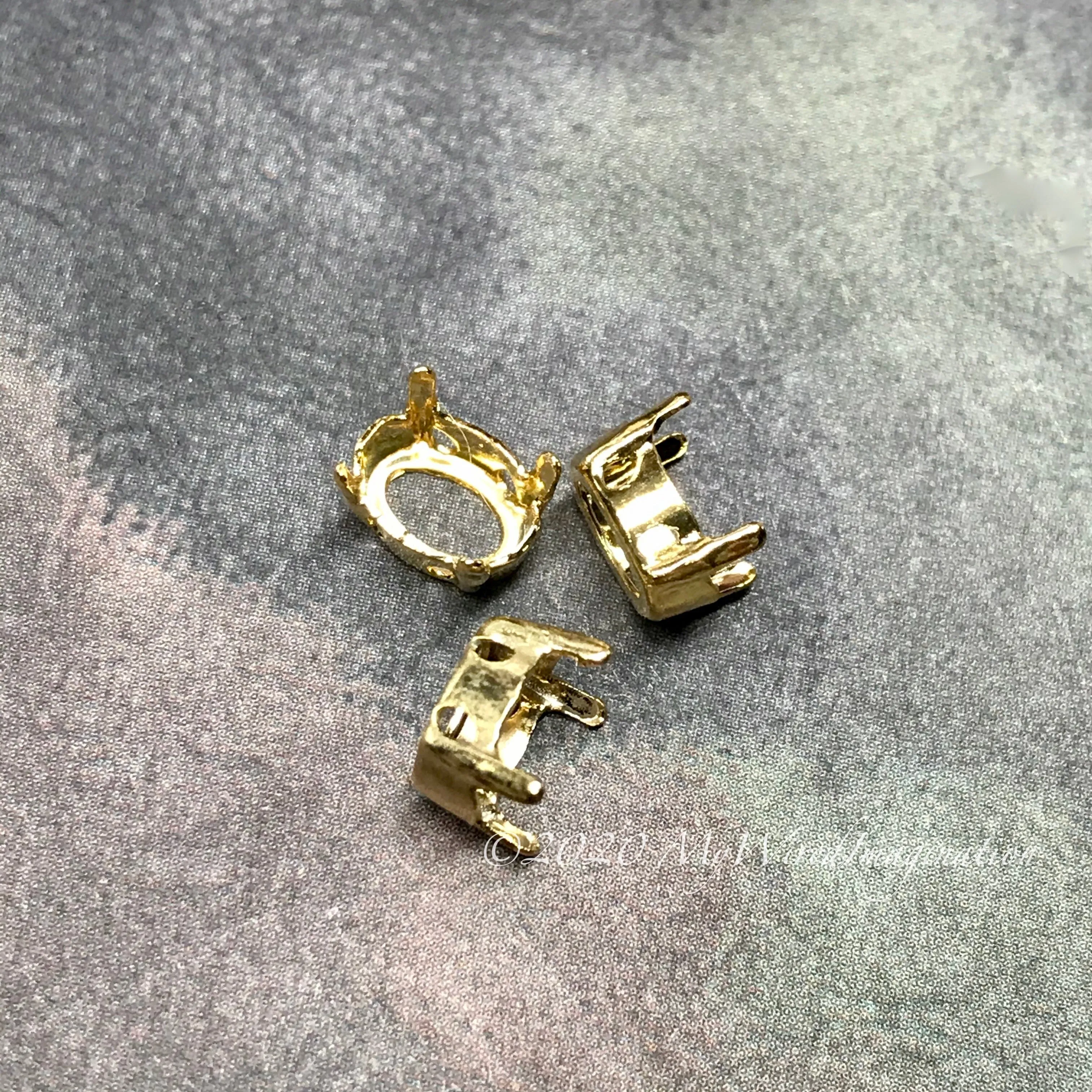 8x6mm Oval Settings, Art 4120  3 Pieces Silver or Gold Plated Settings