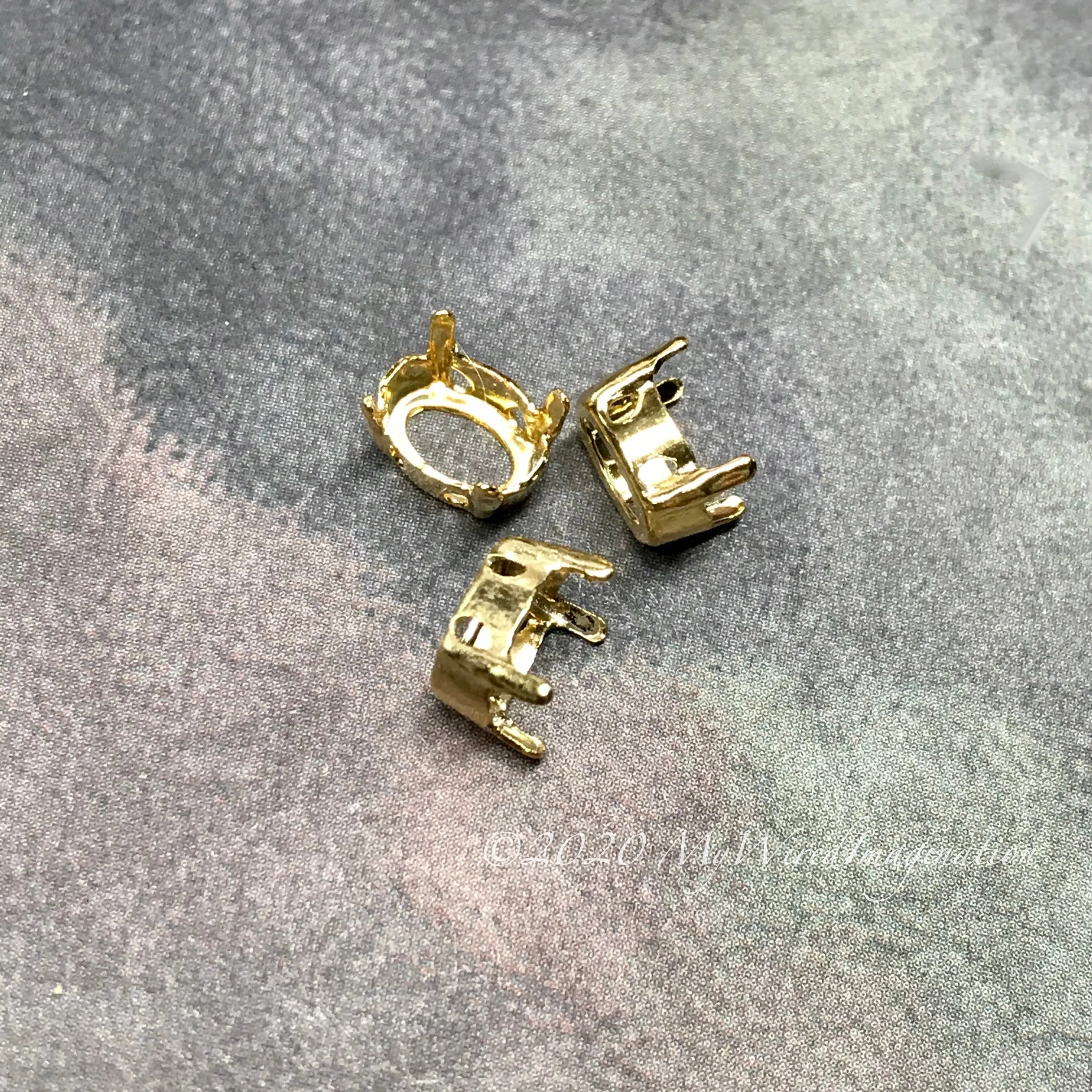 8x6mm Oval Settings, Art 4120  3 Pieces Silver or Gold Plated Settings