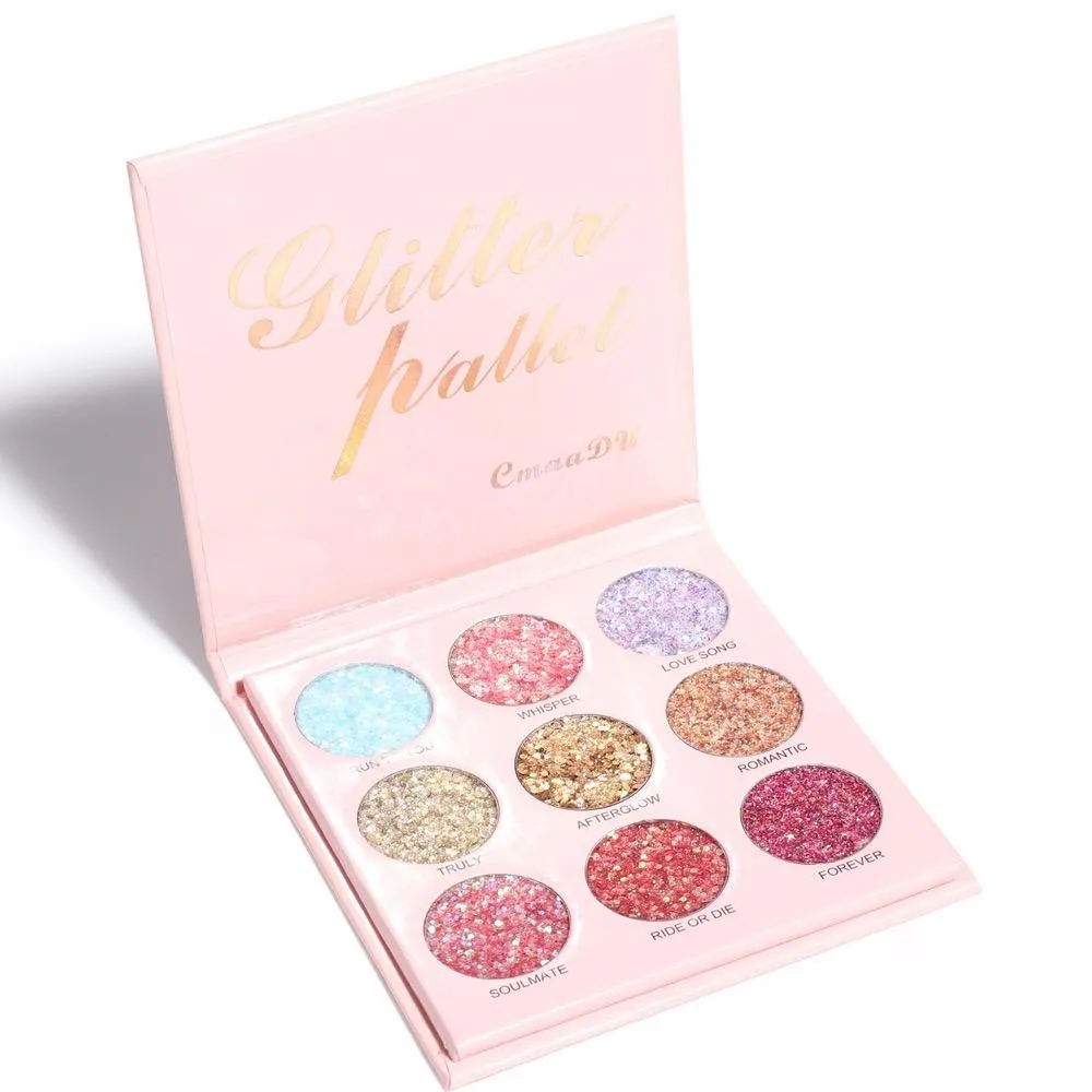 9 Bright Glitter Colors Eyeshadow Palette