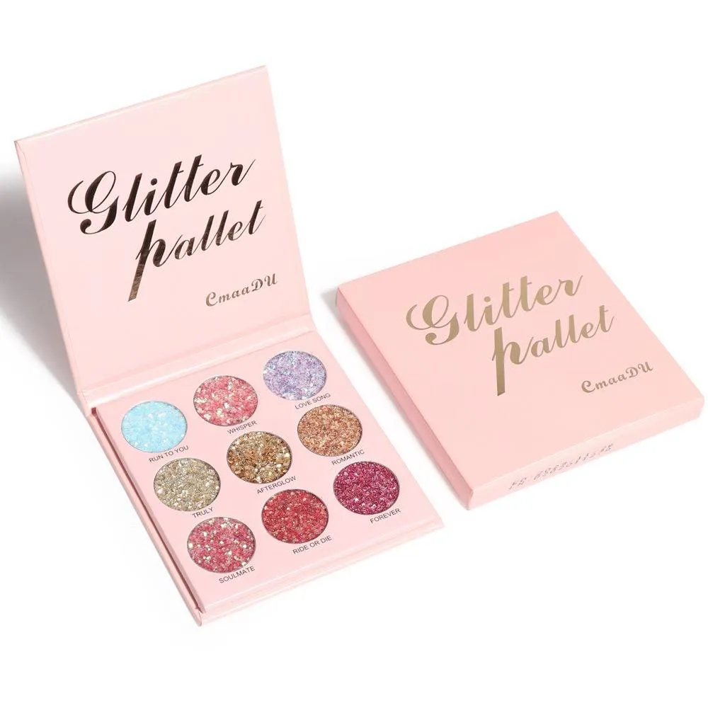 9 Bright Glitter Colors Eyeshadow Palette