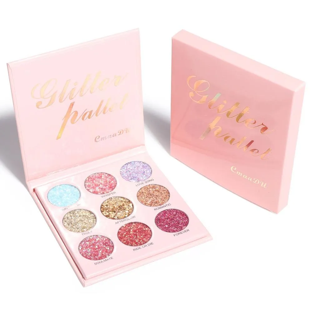 9 Bright Glitter Colors Eyeshadow Palette
