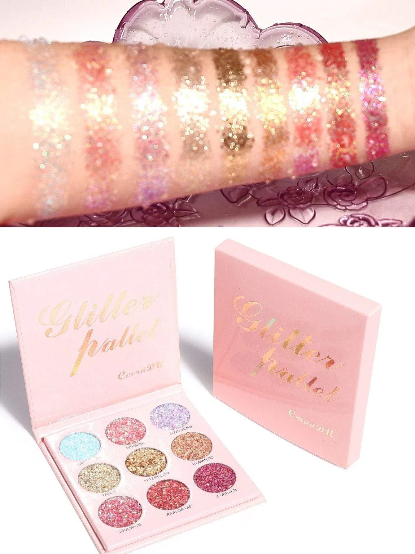 9 Bright Glitter Colors Eyeshadow Palette