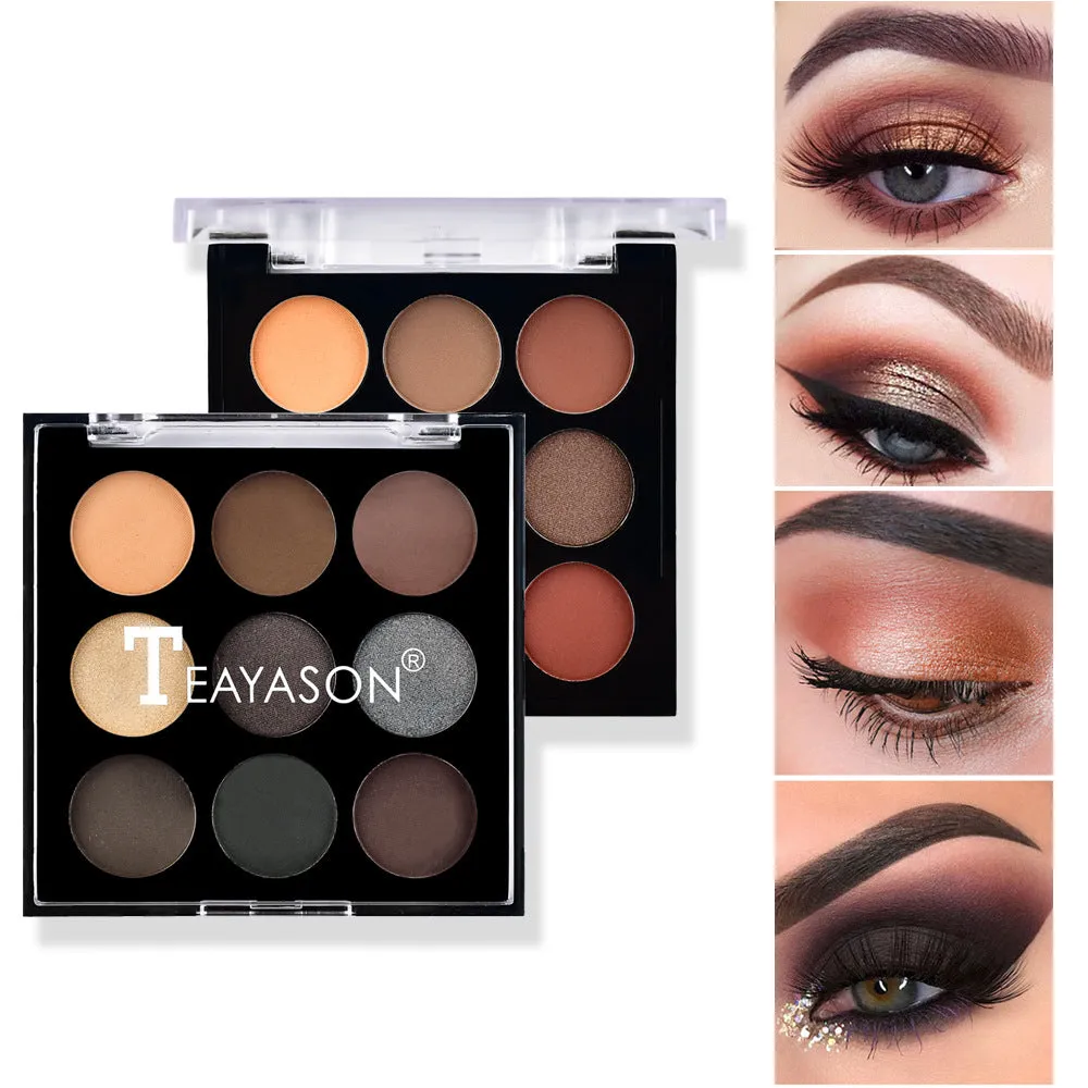 9-color highlighting and grooming pearl matte earth color marble color nude eyeshadow palette