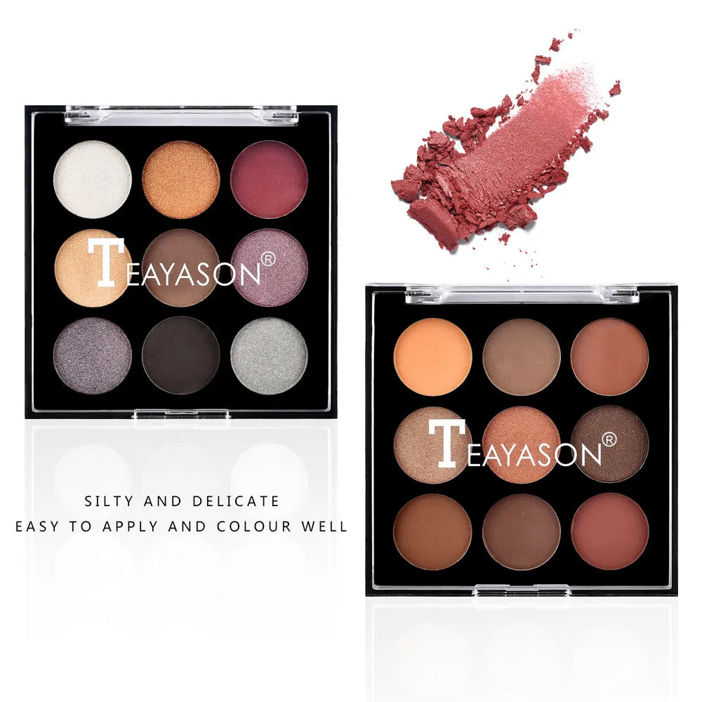 9-color highlighting and grooming pearl matte earth color marble color nude eyeshadow palette